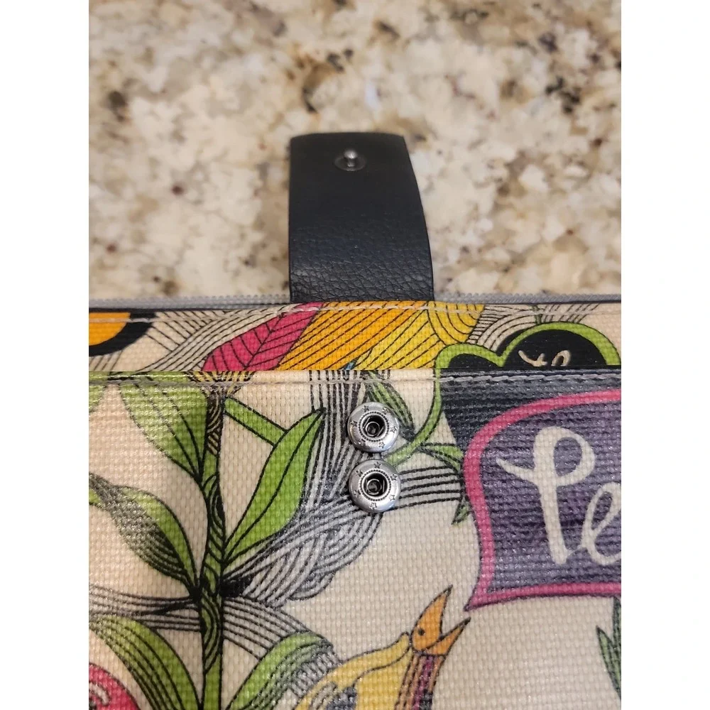 Sakroots Coated Canvas Wallet Peace Birds Zip Around 12 Credit Card Holder Pouch